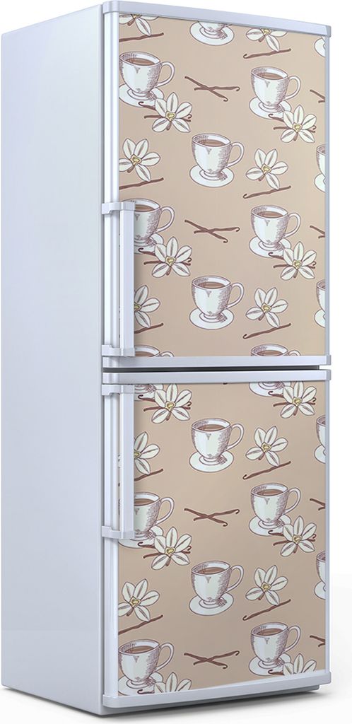 Kühlschrankdekoration 70x180 cm Aufkleber auf dem Kühlschrank - Vanilleblüte und bohne