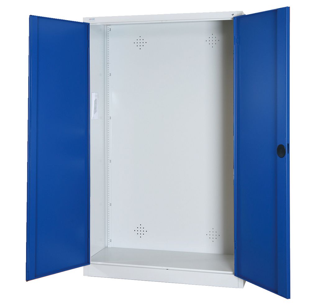 C+P Modul-Sportgeräteschrank mit Vollblech-Flügeltüren, HxBxT 195x120x50 cm, Ergo-Lock Muldengriff, Enzianblau (RAL 5010), Lichtgrau (RAL 7035),...