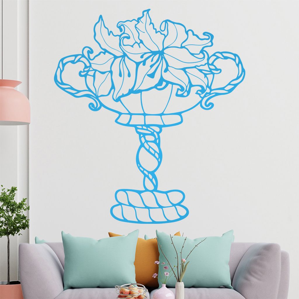 Pflanzen - Pokal - Dekoration Wandtattoo in 6 Größen - Wandaufkleber Wall Sticker - Dekoration, Küche, Wohnzimmer, Schlafzimmer, Badezimmer