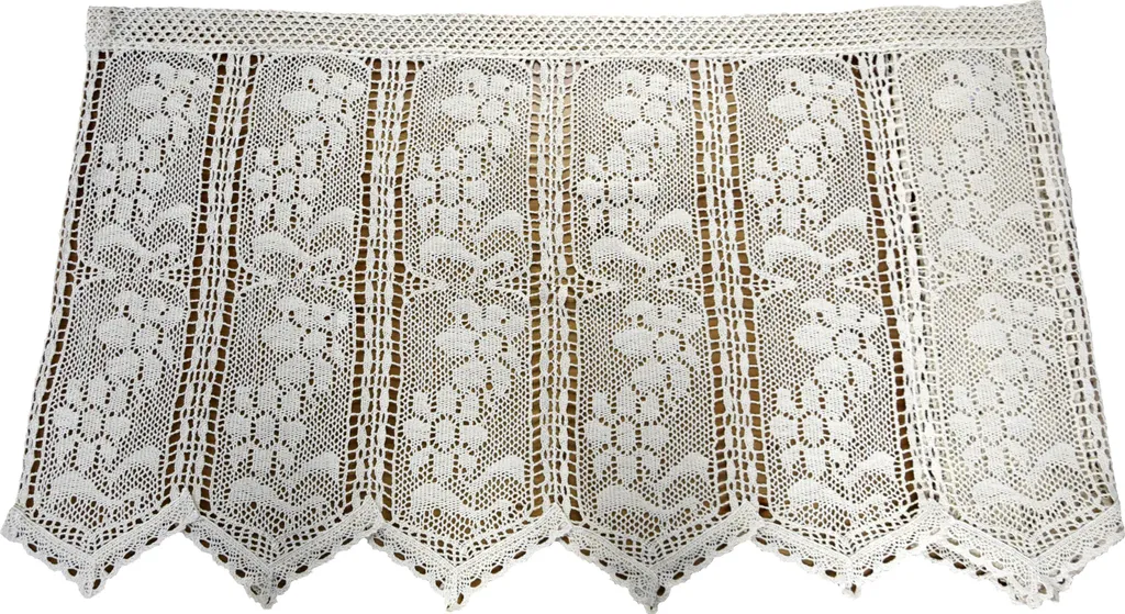 Brise-bise en dentelle de coton beige 60x150 cm pour fenêtre de cuisine