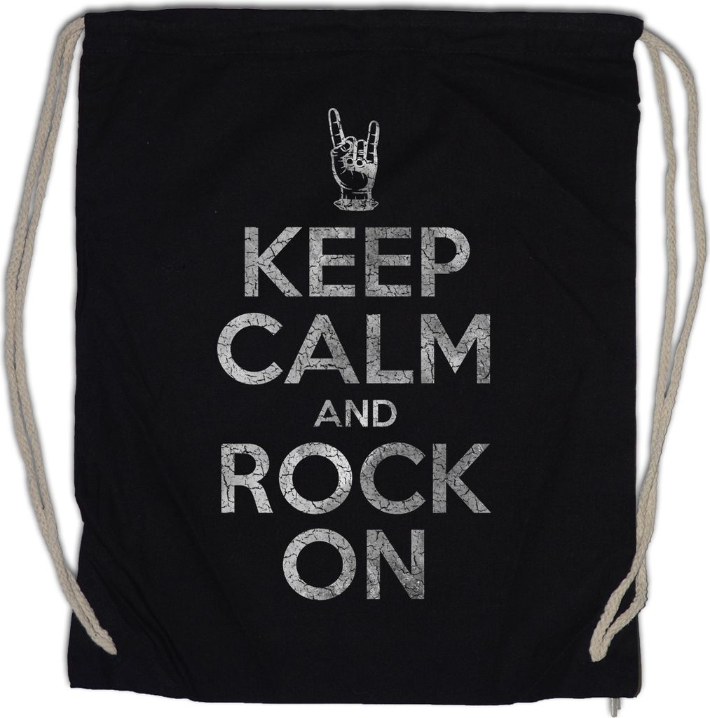 Urban Backwoods Keep Calm And Rock On, Turnbeutel, Farbe: Schwarz