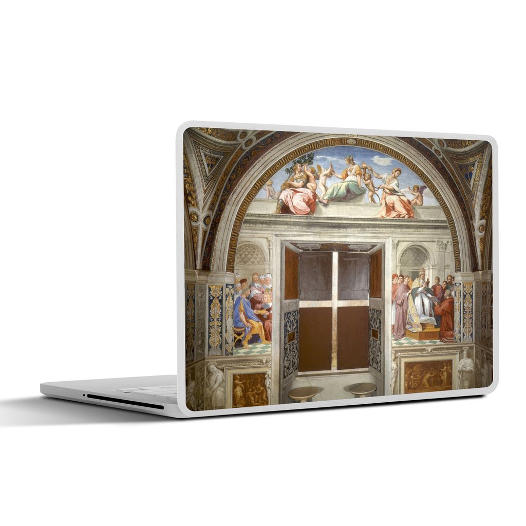 MuchoWow Laptop Aufkleber Sticker Cover Die Kardinaltugenden - Wandgemälde von Raffael 30x22 cm - Laptop-Sticker