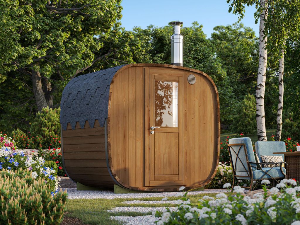 Fjordholz Fass-Sauna Modell Quadro 170 cm
