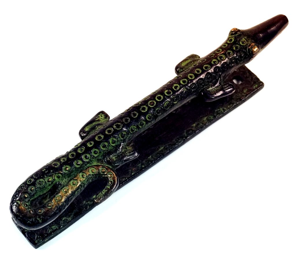 Indischer Möbelgriff, Schubfachgriff, Türgriff - Tribal Krokodil, Messing, 4,5*17*2,5 cm, Möbelgriffe & Beschläge