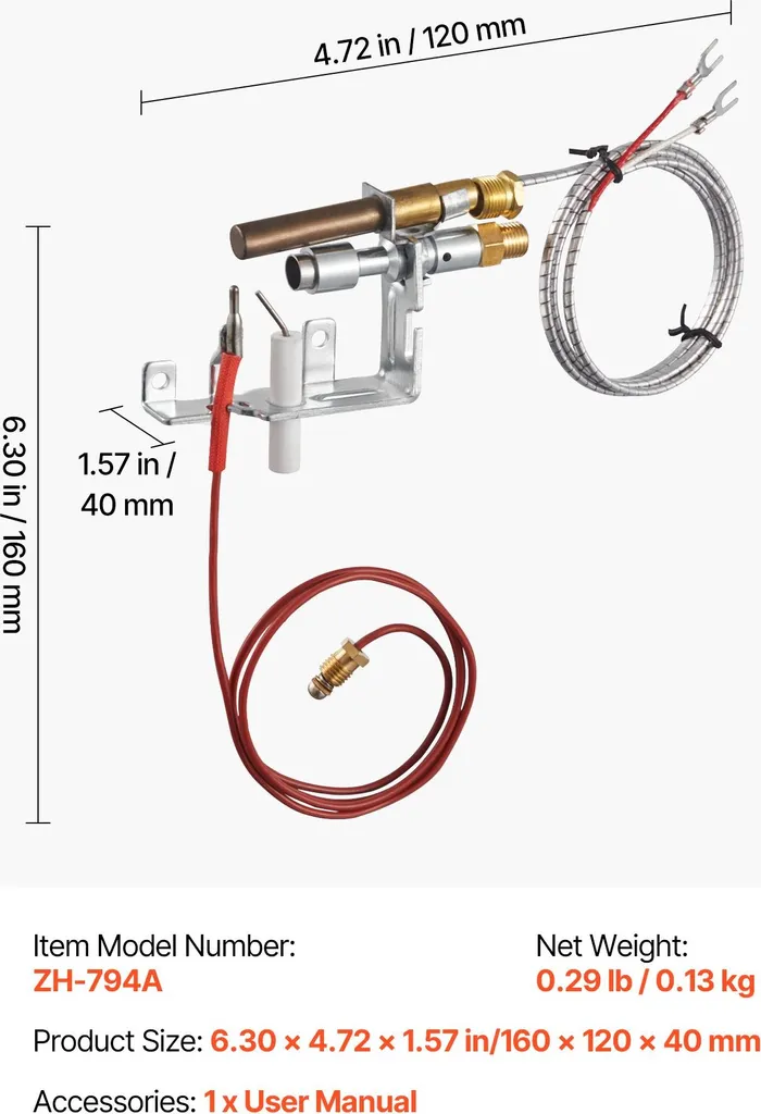 Kit Brûleur Veilleuse Gaz Naturel pour Cheminée CIVF-25 et VFH-33M