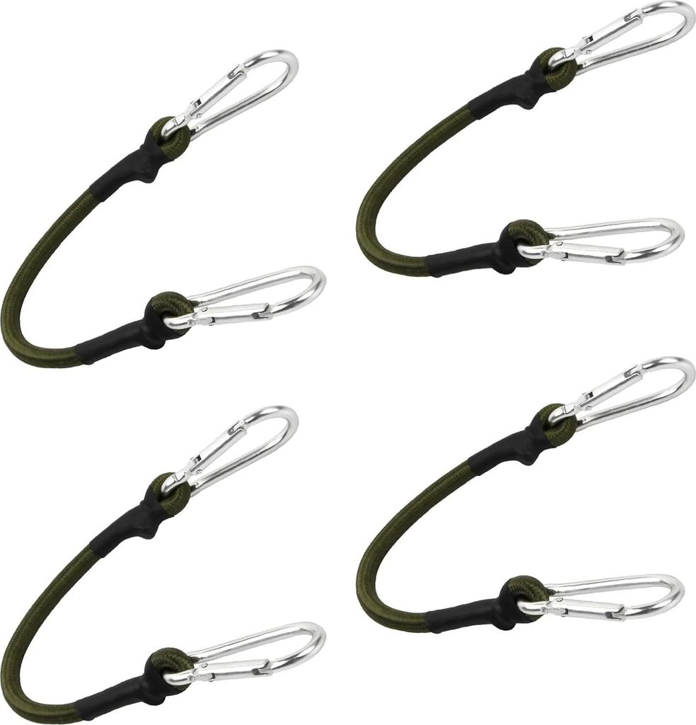 Bungee-Kordel mit Karabinerhaken - 4 Stück schwere Karabinerhaken Bungee-Kordel 30 cm