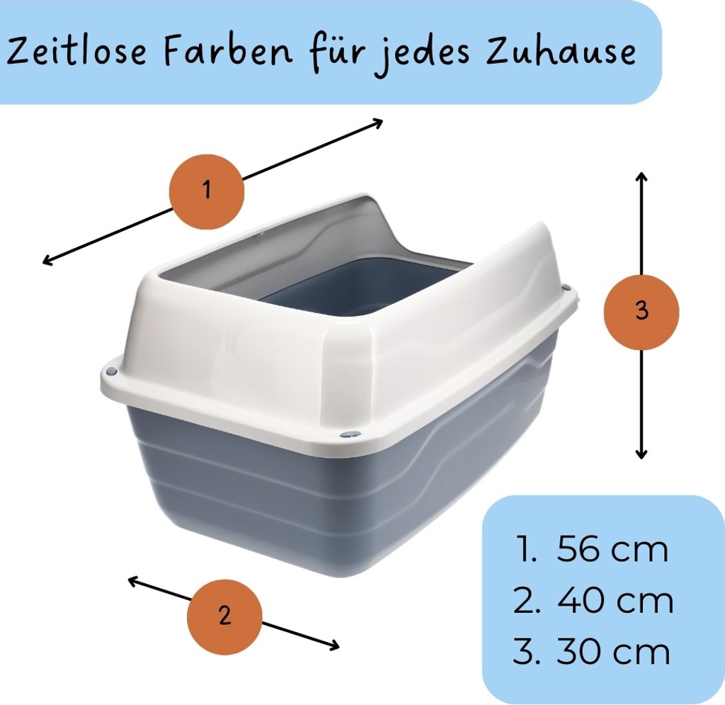 2x Katzenklo Hoher Rand Extra hohe Katzentoilette offen Produktbild 2
