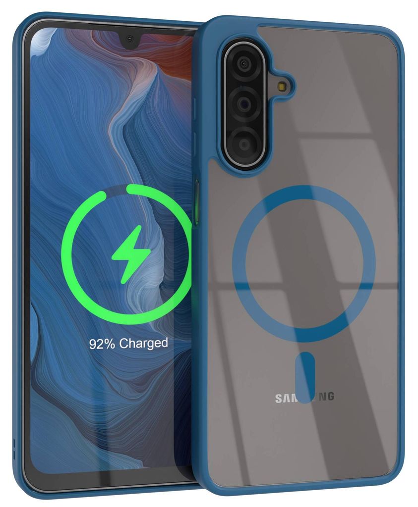 EAZY CASE Clear MagSafe Case für Samsung Galaxy A17, Qi-Charging, Silikon mit Kameraschutz, Bumper Case in Dunkelblau