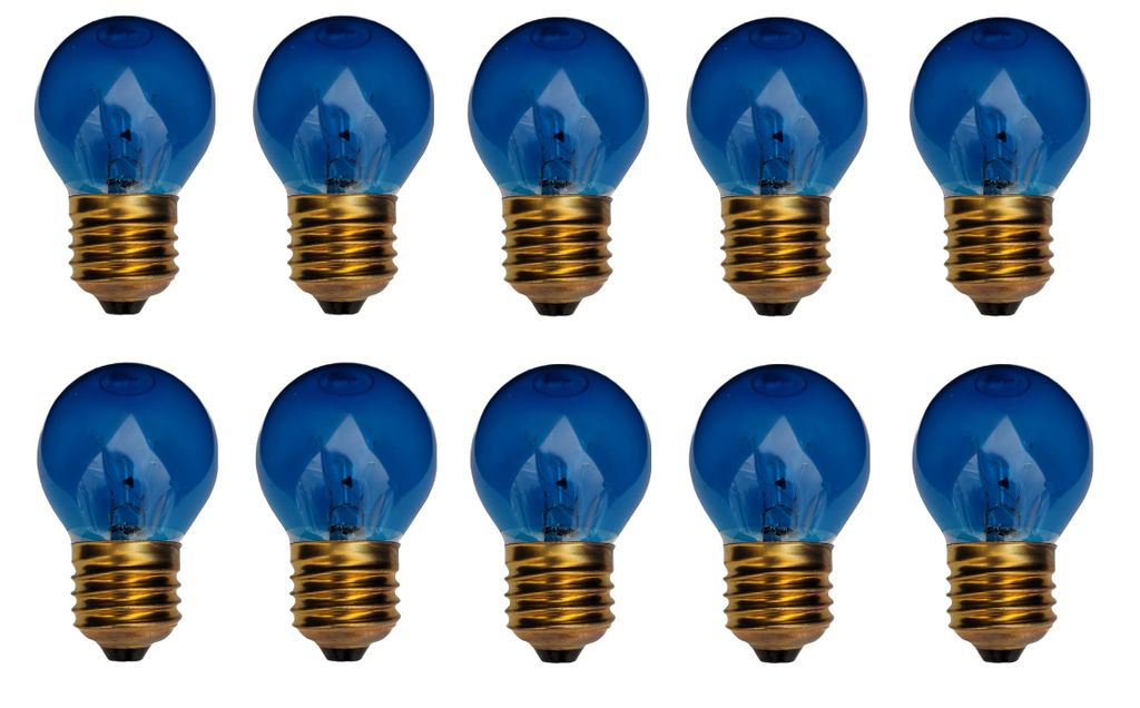 10x Glühlampe Glühbirne Kugel E27 15W 15 Watt Farbe Blau Produktbild 