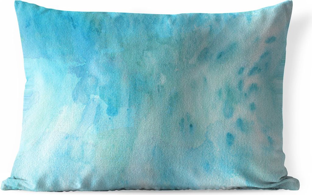 MuchoWow Outdoor Kissen - Aquarell - Türkis - Abstrakt - 60x40 cm - Wetterfest - Lounge Kissen - Zierkissen - Kissen für Innenräume