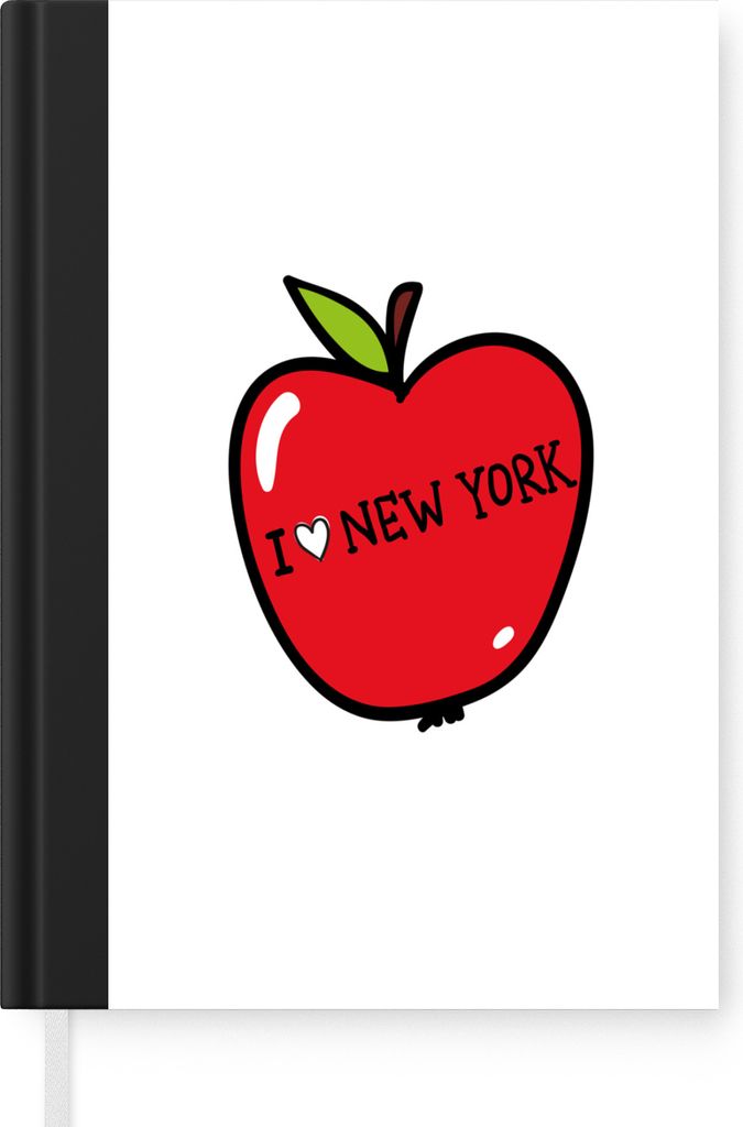 MuchoWow Notizbuch Tagebuch Haushaltsbuch Notebook A5 New York - Apfel - Grün - Notizblock - Notizheft - Notebook - Schreibblock - Papier