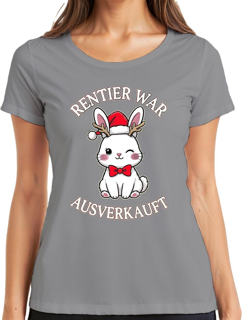 Rentier War t Weihnachtsgeschenk niedlicher Hase lustig Damen T-Shirt, Grau, XXL