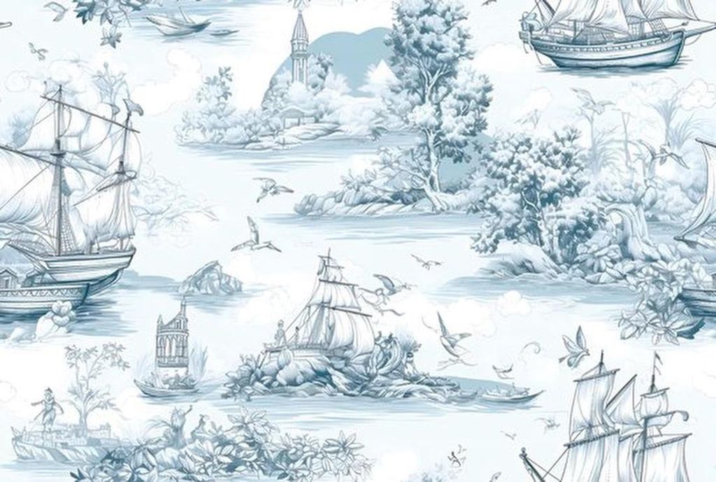 Unyqoos dekorative blau-weiße Klebefolie für Möbel und Wände