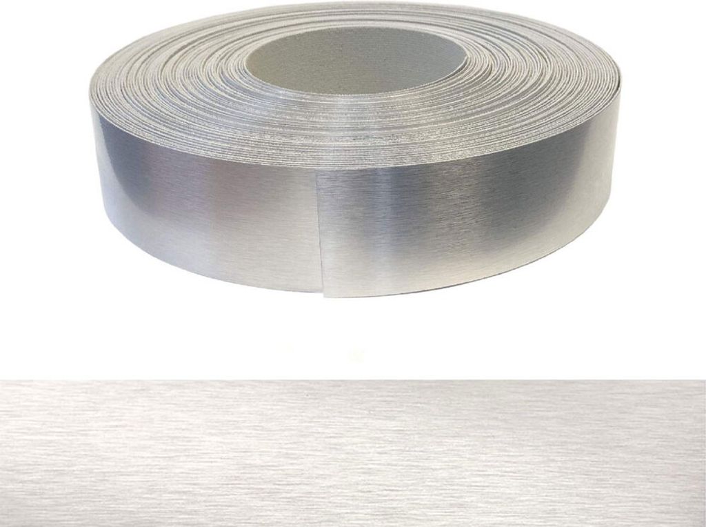 Kantenumleimer ABS 60mm x 1m mit Schmelzkleber in echt Aluminium Alu gebürstet