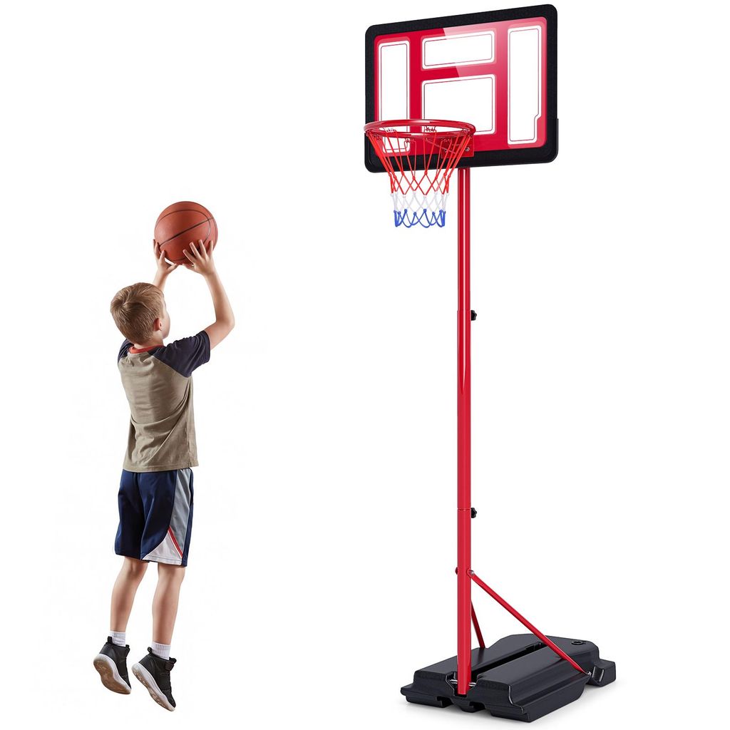 COSTWAY Basketballkorb Outdoor Kinder, Basketballständer 95-155 cm, Basketball Korb mit Rückwand & Sockel, Basketball Hoop für Kinder, Jugendliche