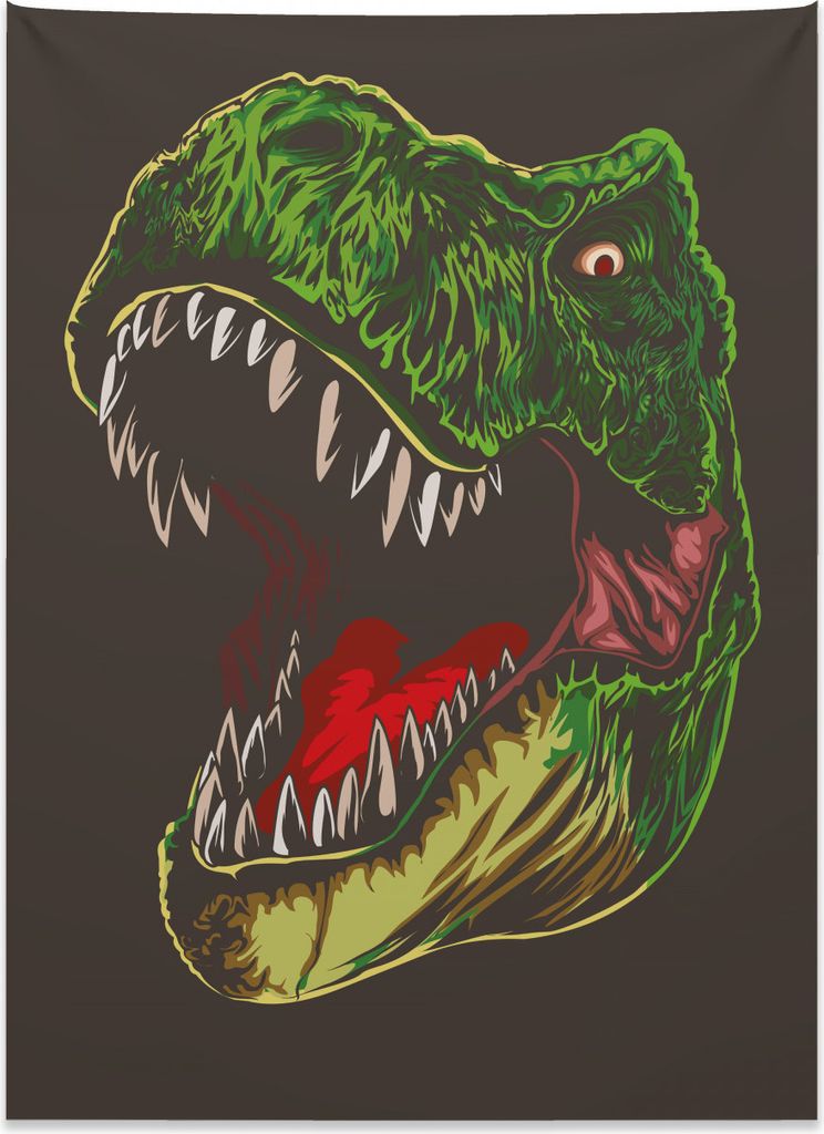 Abakuhaus Dinosaurier Wandteppich, Aggressiver wilder T-Rex aus Weiches Mikrofaser Stoff Kein Verblassen Klare Farben Waschbar, 110 x 150 cm, Dunke...