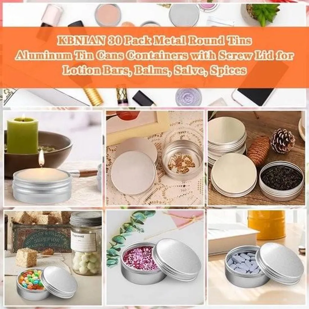 Pots cosmétiques vides en aluminium argenté de 15ml par 30