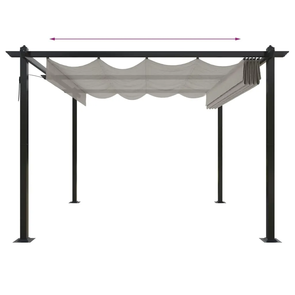 Pavillon Toit Extensible 3x3 m Crème, Tonnelle Acier Stable - 6