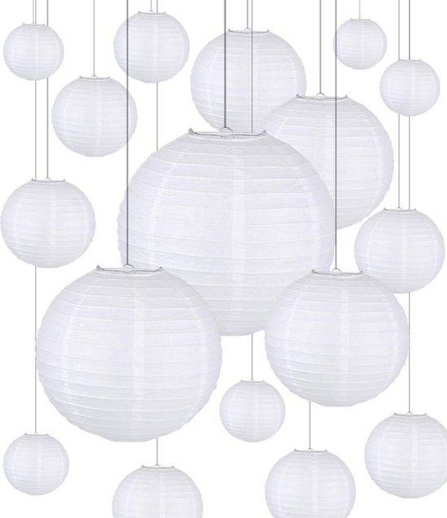 Lampiony papierowe – 20 sztuk białych lampionów papierowych Zdjęcie produktu 