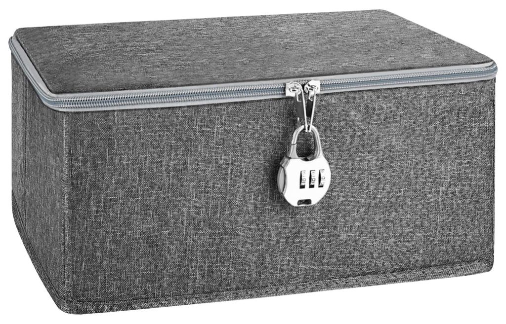 Abschließbare Box, abschließbare Kiste, Aufbewahrungsbox aus Stoff mit Deckel, abschließbare Box, Süßigkeitenbox, Medikamentenbox mit Zahlensc...