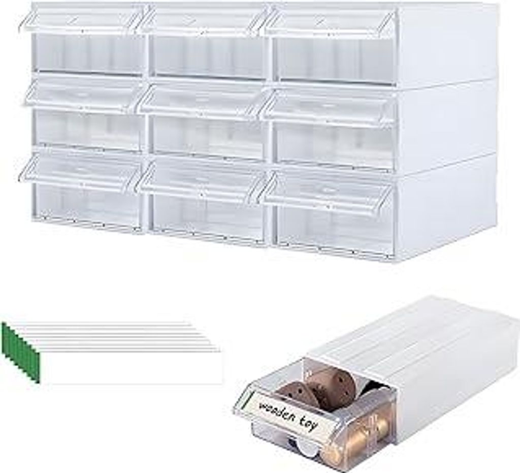 9 Stück Desk Aufbewahrungsbox mit 9 Schubladen, Büro Organizer Plastic mit Schubladen Stapelbar, Aufbewahrungsbox mit Schublade für Schrein und ...