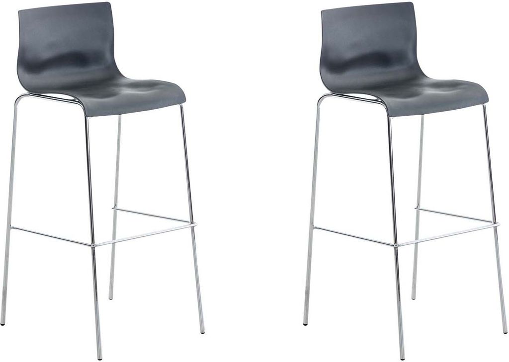 2er Set Barhocker HLO-CP20 Kunststoff 4-Fuß Gestell chrom grau