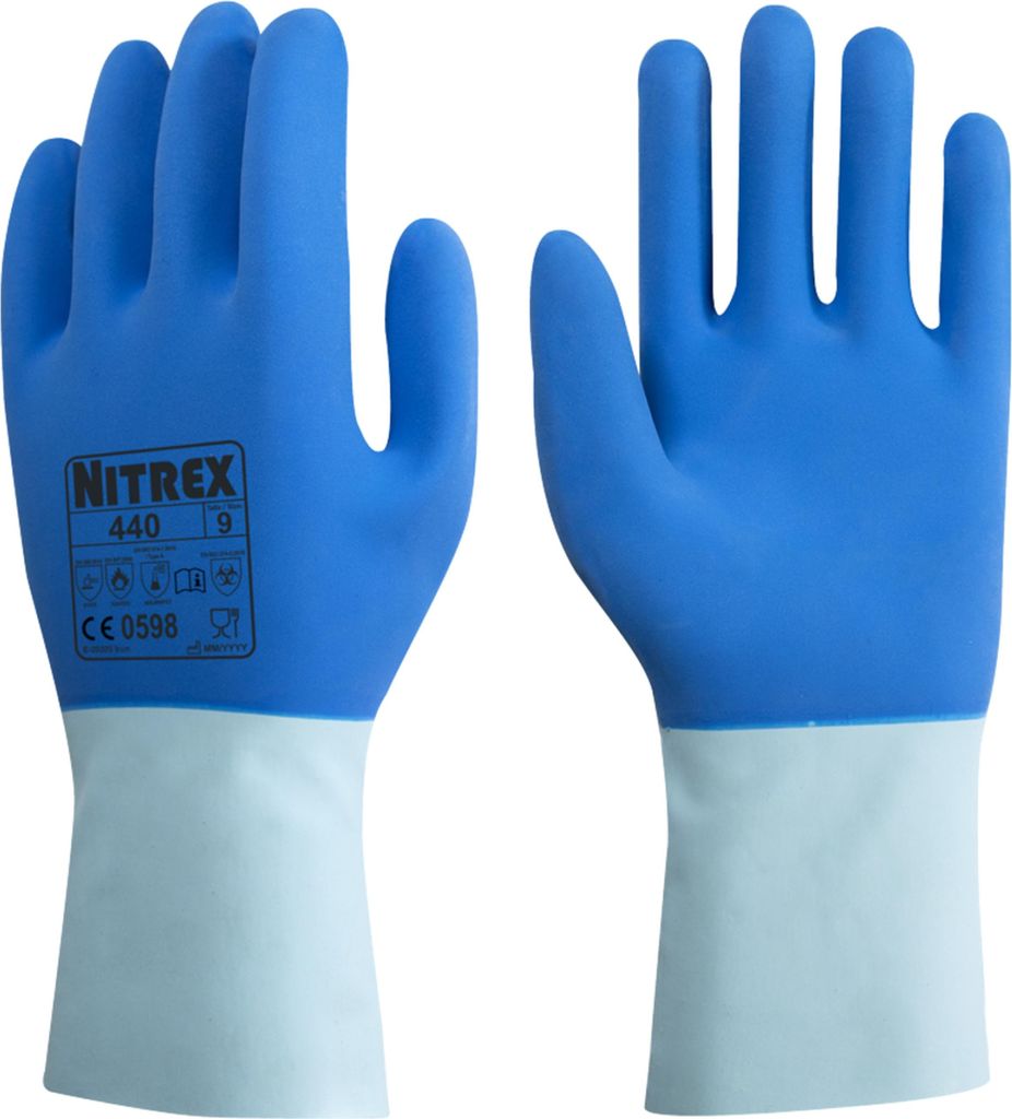 Nitrex 440 | 60 Paar Arbeitshandschuhe | blau | Gr. S-XXL | Industriehandschuhe