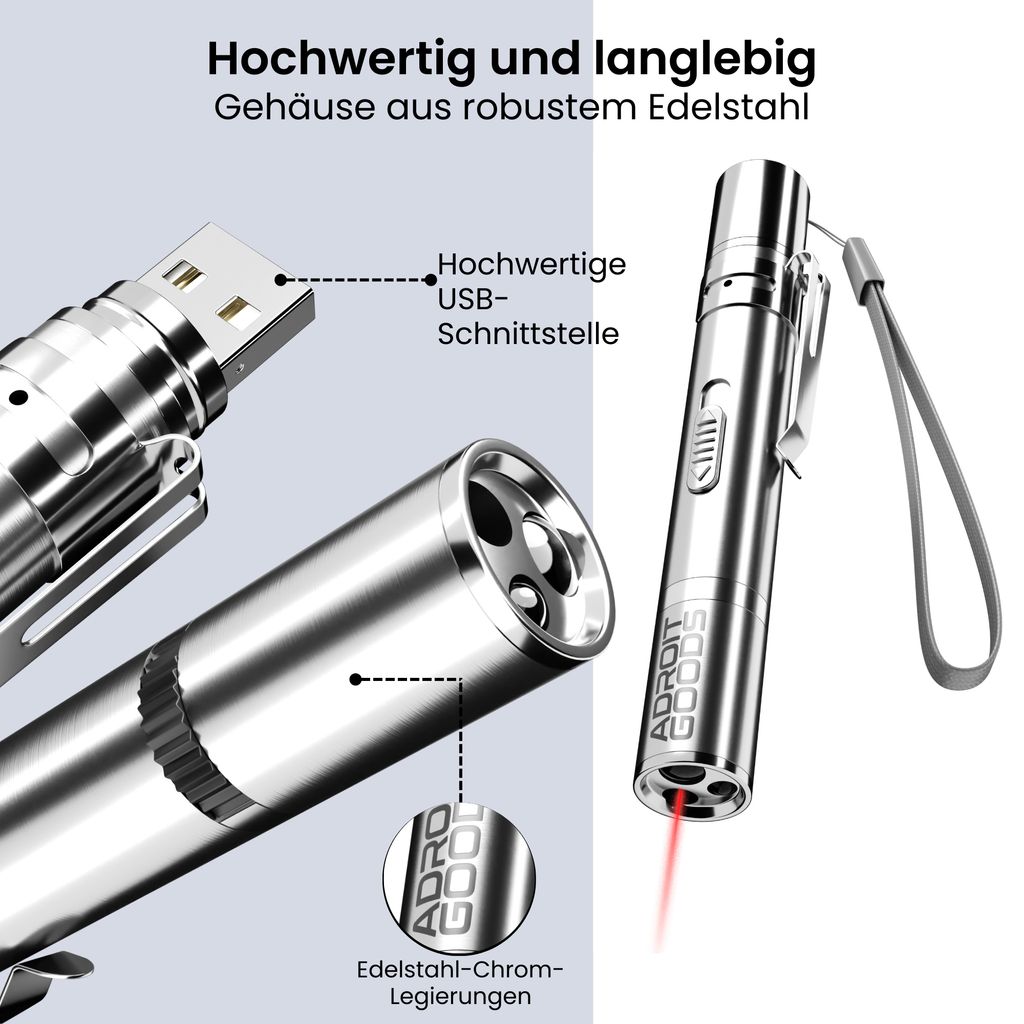 AdroitGoods Katzen-Laser-Stift - USB wiederaufladbar - mit Produktbild 3