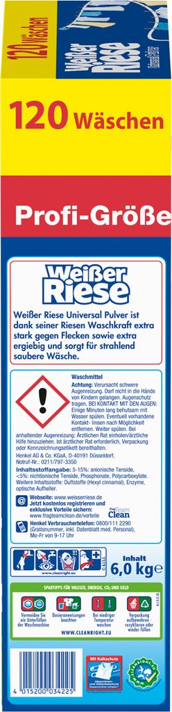 Weißer Riese Universal Pulver Profi Wäsche 120WL 6000g Produktbild 3
