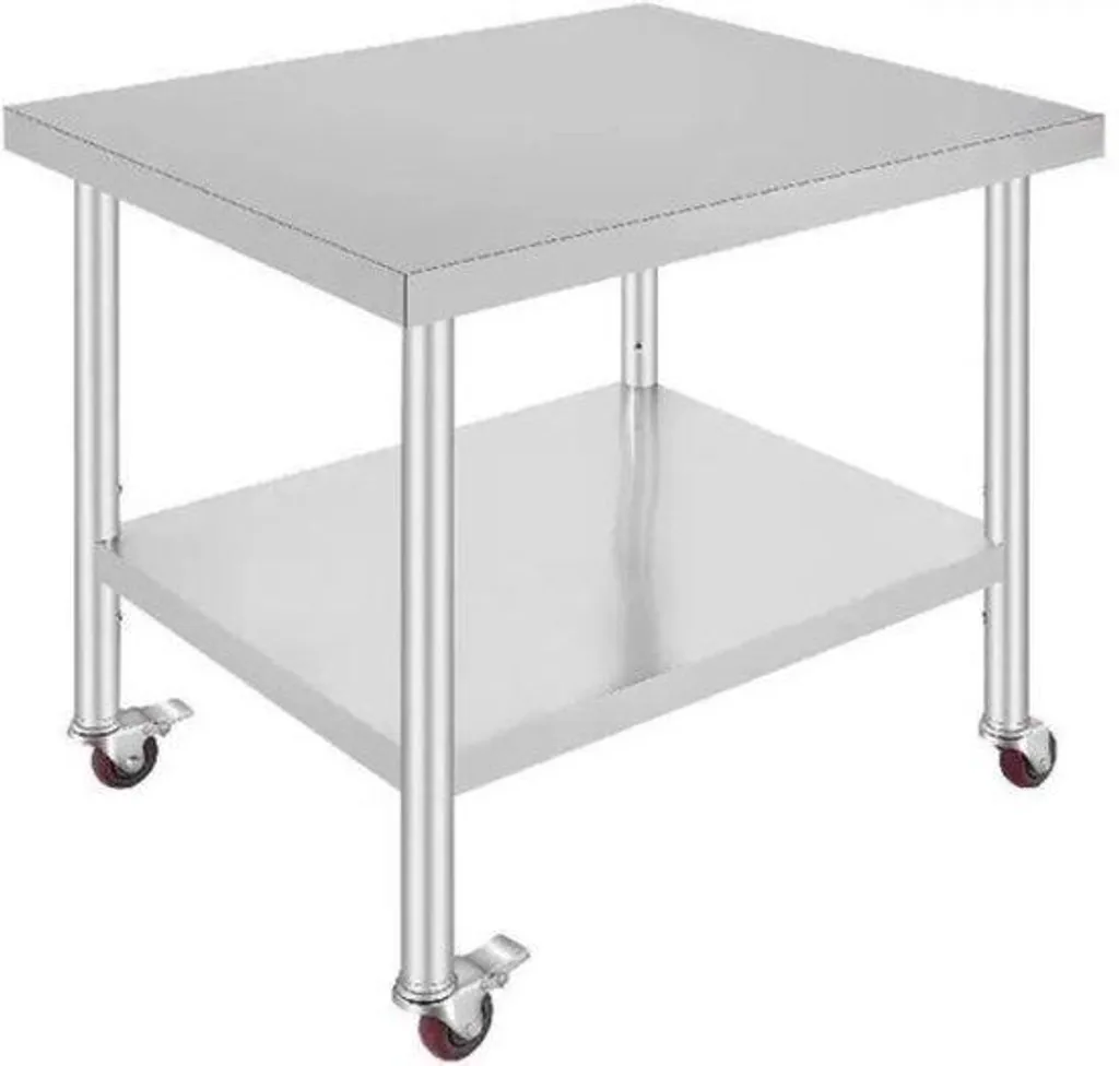 Table argentée en RVS ultra résistante 95x61cm idéale pour l'intérieur