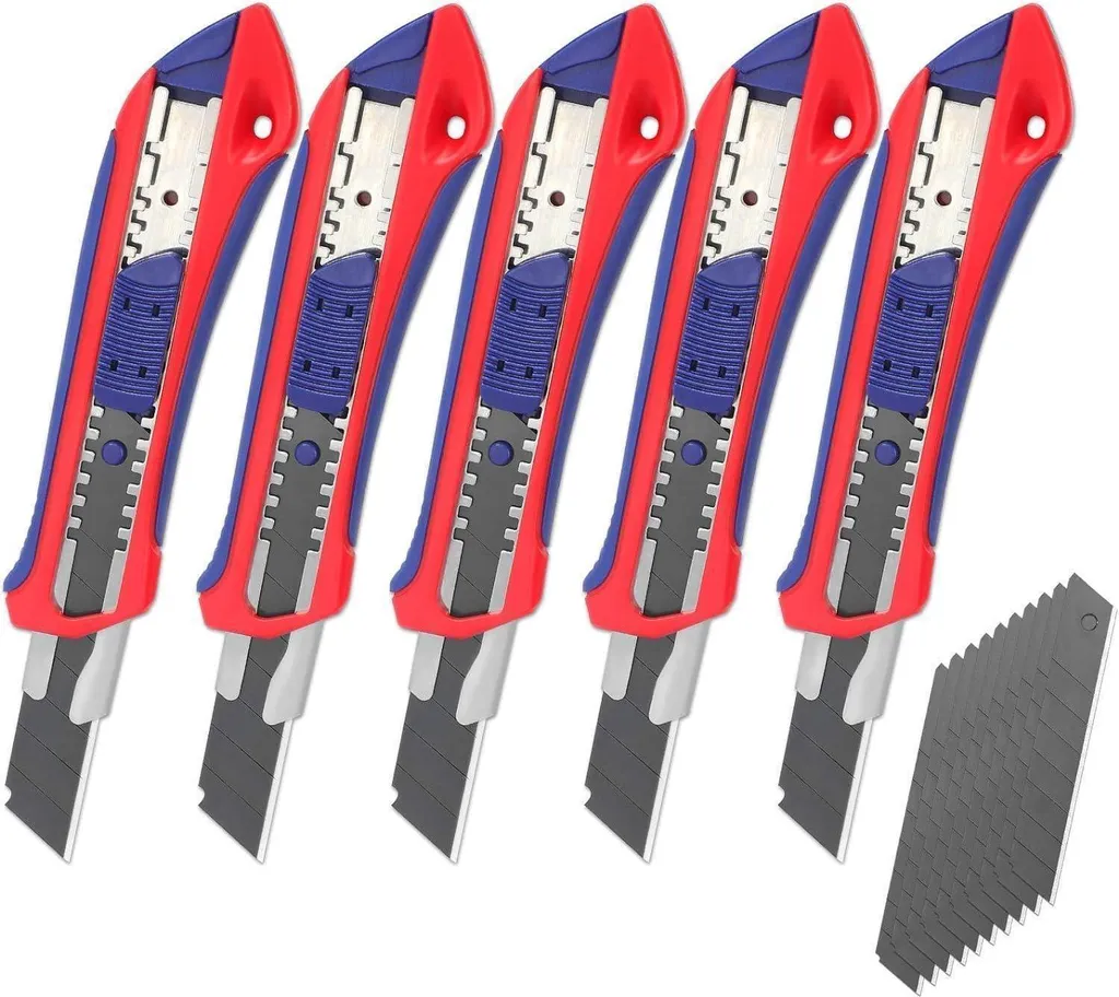 WORKPRO Set de 5 Cutters 18mm avec 20 Lames SK5 Sécables de Rechange