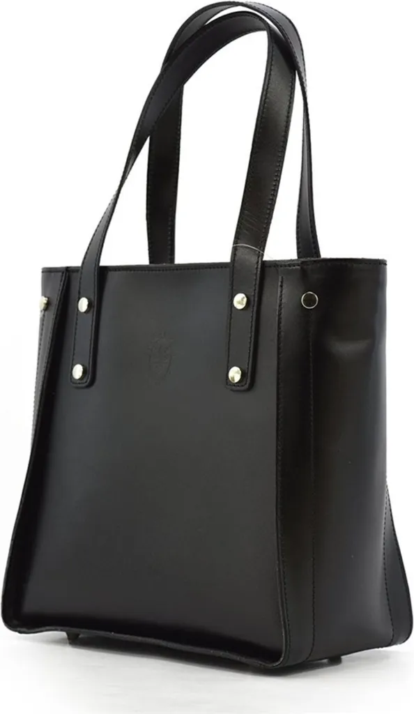 Sac cuir noir VP954 Vera Pelle - Finition lisse et design rigide élégant