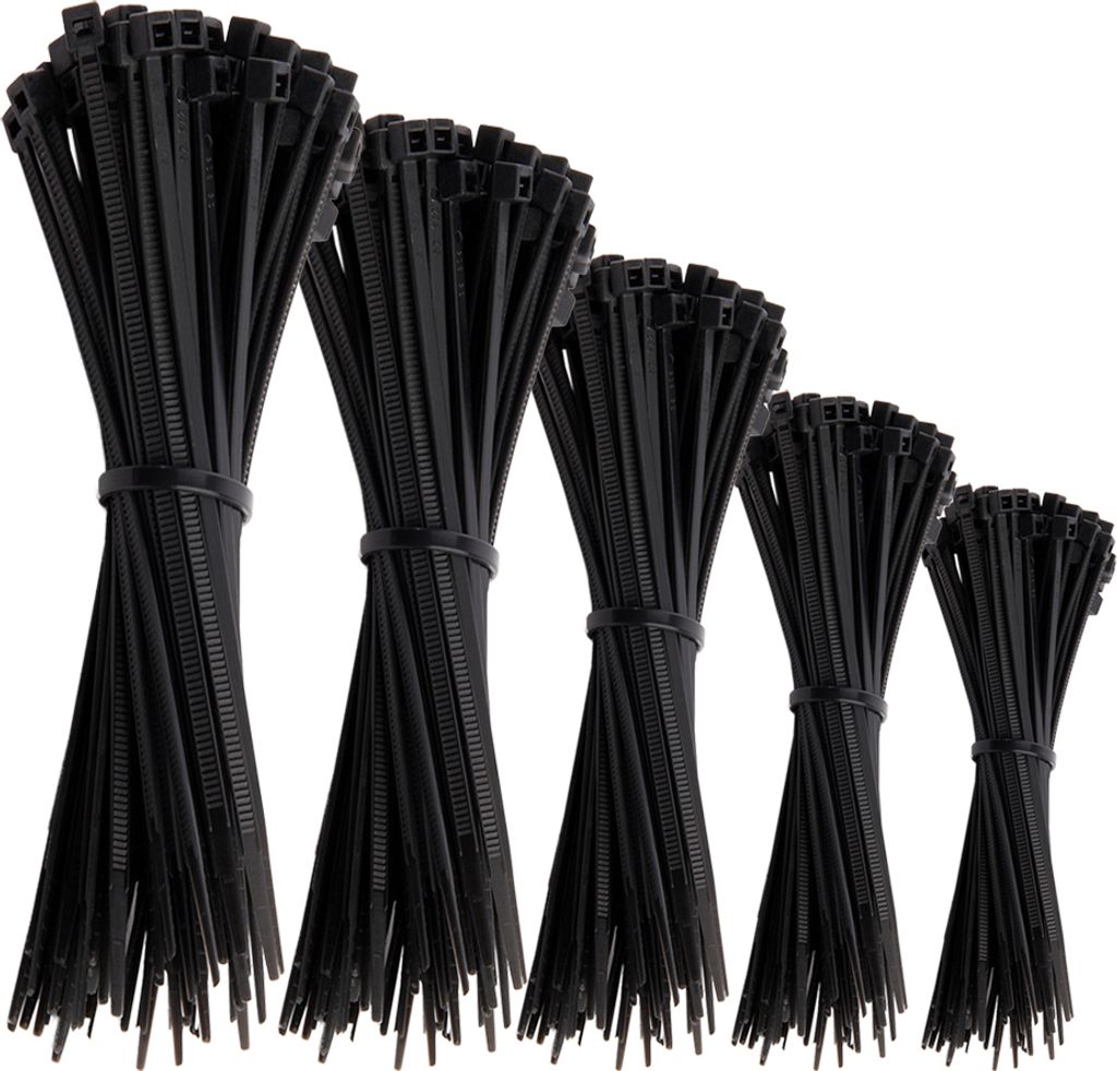 Offgridtec Kabelbinder 1000 Stk. Schwarz Nylon UV-Beständig Verschiedene Längen 100mm 150mm 200mm 250mm 300mm
