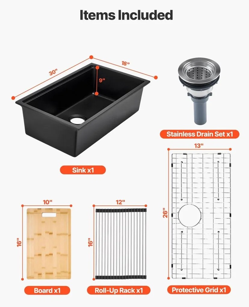 Évier de cuisine granit 76 cm sous plan avec cuve profonde anti-rayure - 3