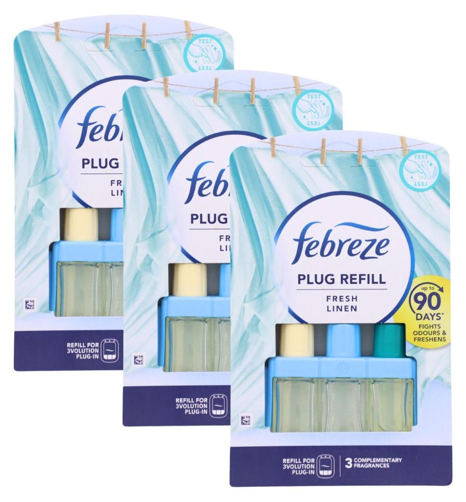 3 x Febreze Duftstecker Nachfüller Fresh Linen 90 Tage Produktbild 