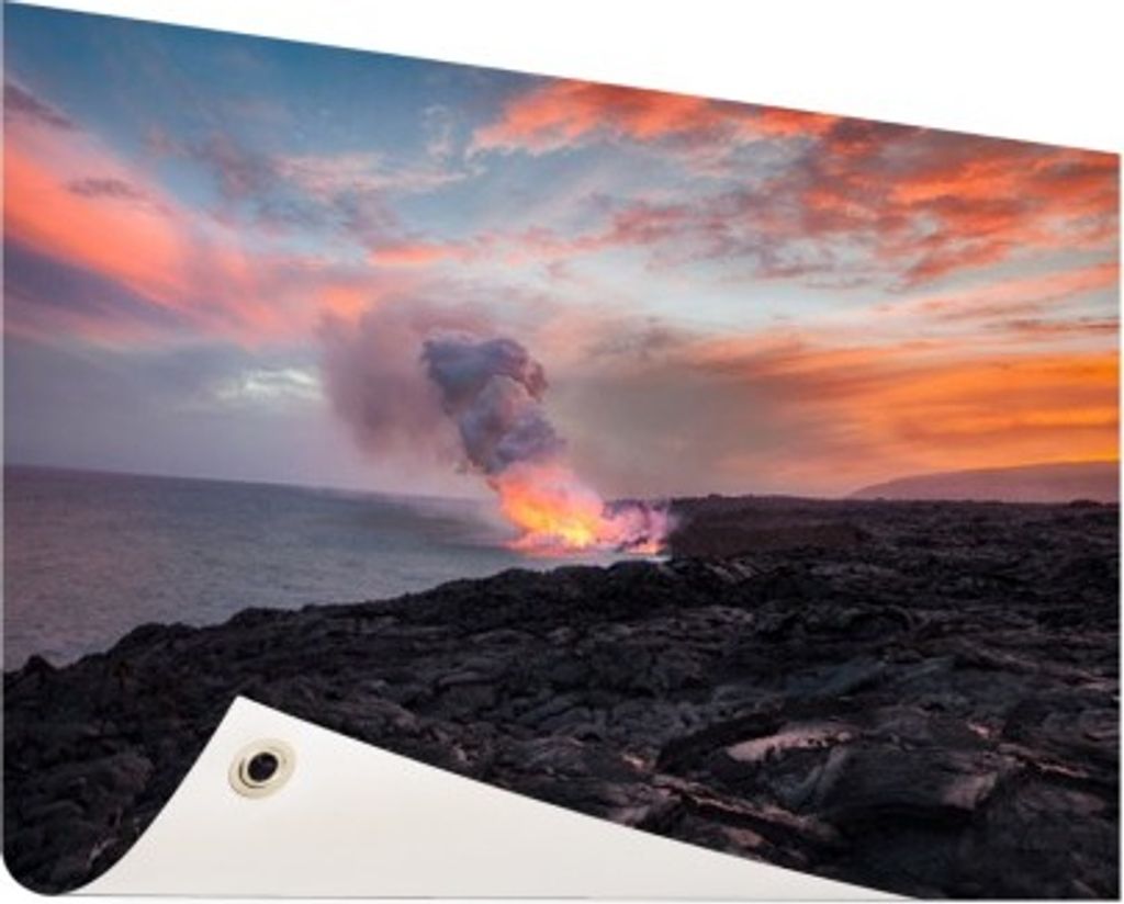 MuchoWow 120x80 cm Outdoor-Poster Gartendeko Sichtschutz Garten Poster für den Garten Lavavulkan am Meer