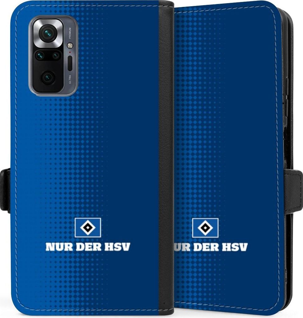 DeinDesign Klapphülle für Xiaomi Redmi Note 10 Pro Handytasche Lederhülle Tasche HSV Logo Offizielles Lizenzprodukt