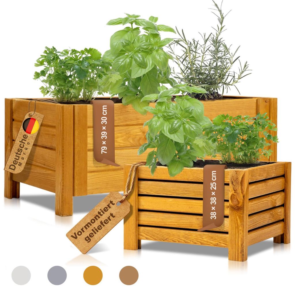 BOOGARDI Pflanzkasten Holz mit Vlies · Blumenkasten Balkon 79x39x30cm Hellbraun · Pflanzkübel groß außen rechteckig Blumenkästen für Balkon,...