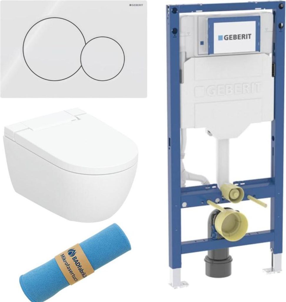 BADfabrik24 Geberit Duofix Element für Wand-WC, 112 cm, mit Sigma UP-Spülkasten 12 cm+ AquaClean Alba WC-Komplettanlage Wand-WC: WC-Keramik: wei...