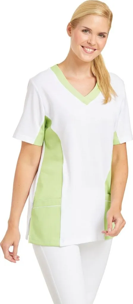 Tunique médicale piquée pour femme Leiber Blanc et Vert Clair en S