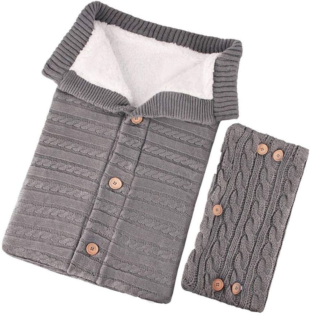 Unisex Baby Schlafsack mit Handschuhen Gestrickt Wickeln Produktbild 