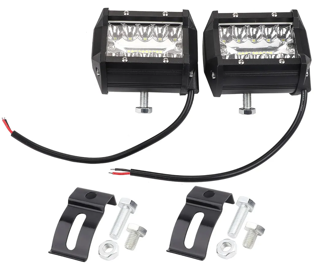 Phares LED IP68 en Aluminium Noir 6000K Blanc 12V pour Auto et Camionnette