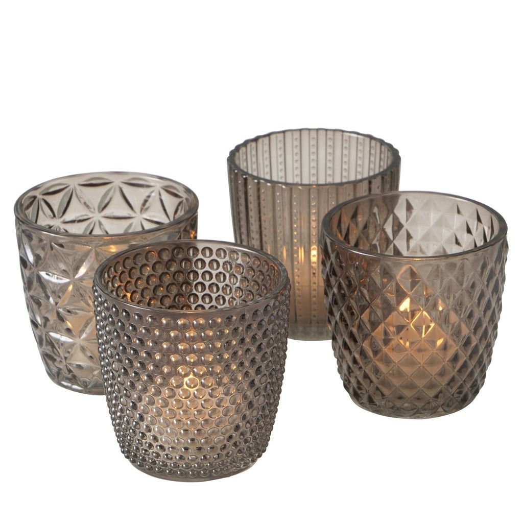 12 x Windlichter aus Glas mit Henkel 9 x 8 cm Teelichtgläser Tischdeko Vasen 