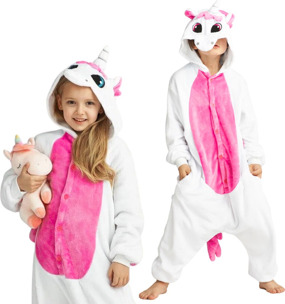 Pigiama Onesie Kigurumi Travestimento Costume Unicorno Rosa Immagine del prodotto 