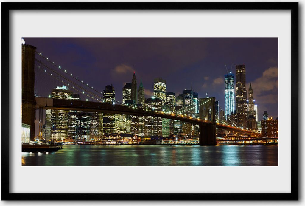 Bild 60x40 MDF-Rahmen Wandkunst Bridge City Architektur