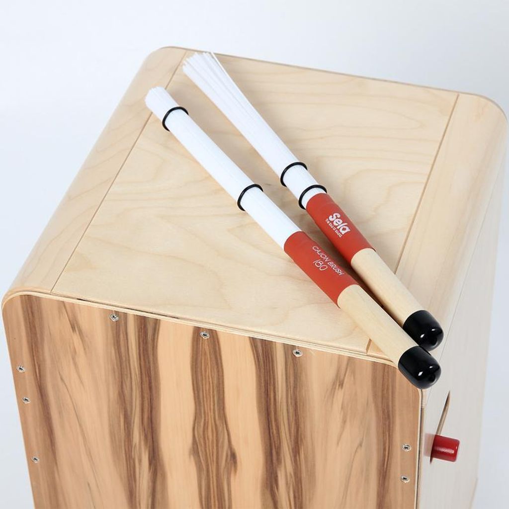Sela SE-035, Bürsten, Nylon, Holz, Rot, Weiß, Holz, Cajon, Produktbild 