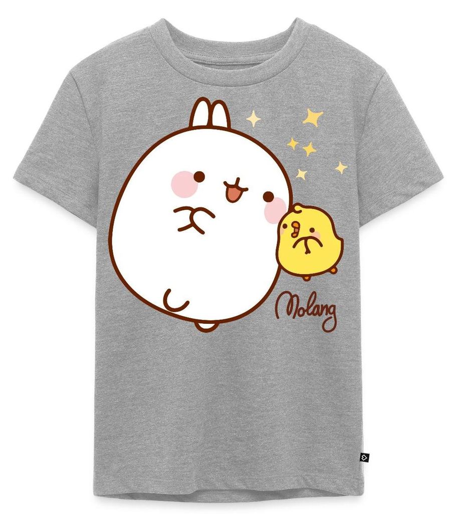 Spreadshirt Molang Piu Piu Sterne Kinder Premium T-Shirt, 134/140 (8 Jahre), Grau meliert