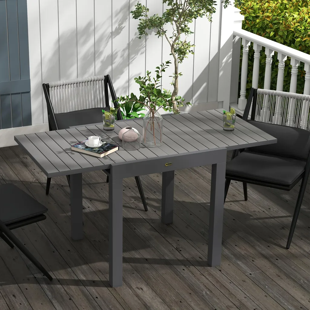 Table de terrasse en aluminium résistant, extensible de 81 à 162 cm gris