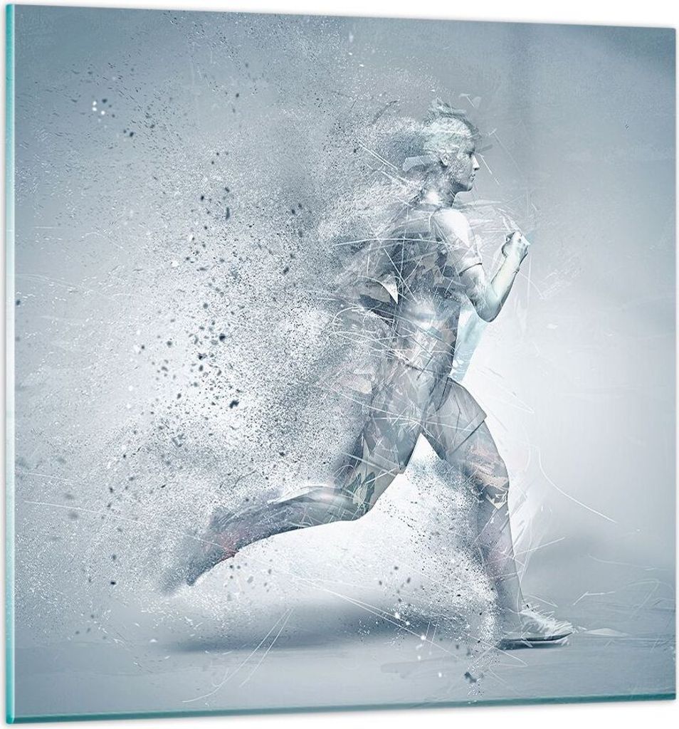 Bilder auf glas - Energie Abbildung Jogging Marathon - 60x60cm - Glasbilder - Wandbilder - Kunstdruck - zum Aufhängen bereit - Wanddekoration aus ...