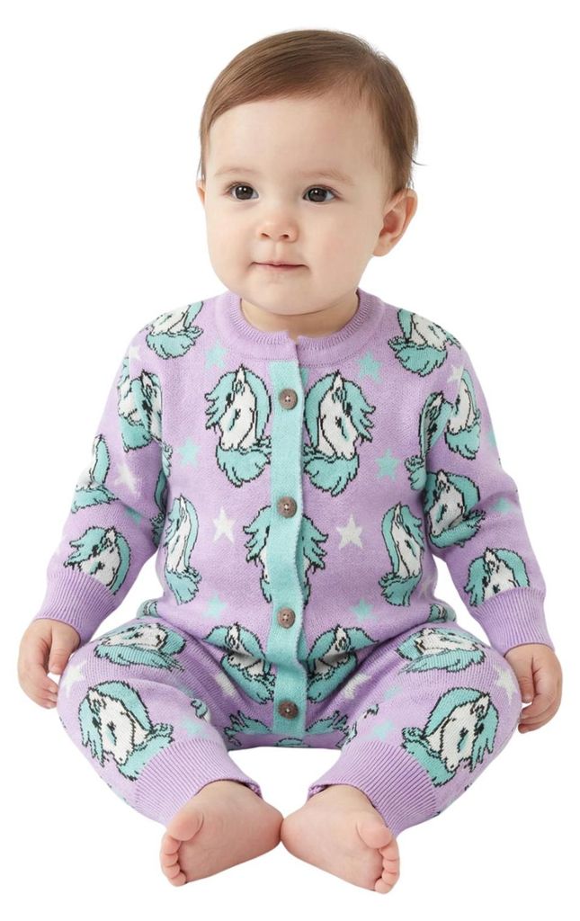 Baby Strampler – Größe 74/80 (6–12 Monate) – Lila – Komplett aufknöpfbar – Ohne Füße – 100% Baumwolle – Bequem für die Nacht